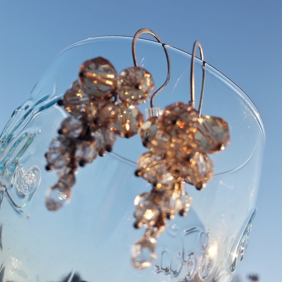 Crystal Dangle Earrings Chandelier Gold Silver - Picture 9 of 12